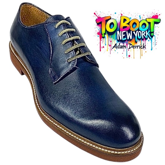 To Boot New York Joel Blue Leather Oxfords Men’s 11 D Made in Italy - Picture 1 of 7
